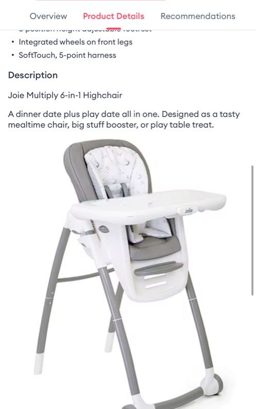 Joie 6 in 1 highchair pink hot sale