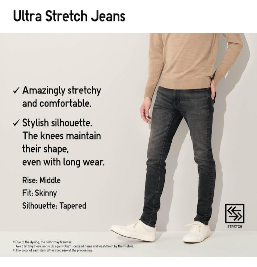 Like New UNIQLO Men Ultra Stretch Jeans Grey Jeans Men s Fashion Bottoms Jeans on Carousell