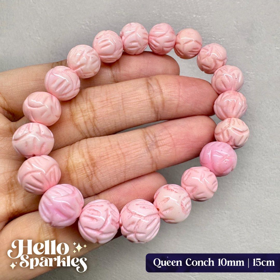 Queen Conch Lotus Carving 10mm w/ Free Certificate (Category: Bracelets) located in Taytay. Submitted by hellosparkles (Listing ID 1327554369, Image 2). Description: Queen Conch Shell •In Feng Shui, shells enhance travel luck and strengthen relationships. •They symbolize communication, prosperity, and healthy connections. •Used to increase home luck and bring blessings of children. •Wearing Conch heals past hurts. •In ancient times, it was an amu