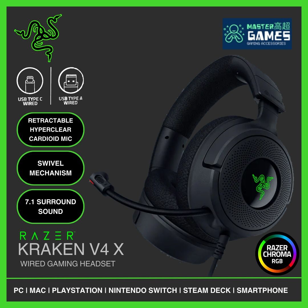 Razer Kraken V4 X Wired Gaming Headset, 音響器材, 耳機- Carousell