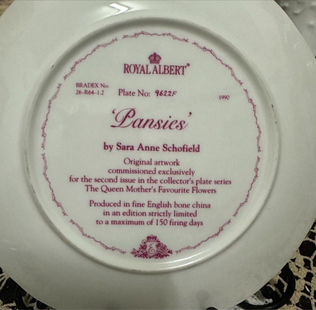 Royal Albert Pansies Deco Plate, Furniture & Home Living, Home Decor