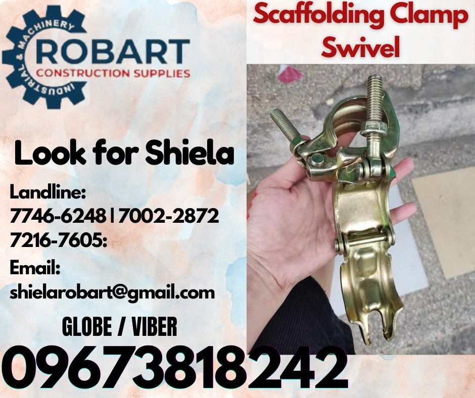 Scaffolding Clamp (Category: Construction Tools & Equipment) located in Caloocan City. Submitted by shielaroba44709 (Listing ID 1327451555, Image 1). Description: Scaffolding Clamp Swivel 1 1/2 x 1 1/2 𝑹𝑶𝑩𝑨𝑹𝑻 𝑪𝑶𝑵𝑺𝑻𝑹𝑼𝑪𝑻𝑰𝑶𝑵 𝑺𝑼𝑷𝑷𝑳𝑰𝑬𝑺 Office Address: 1405 Yuseco St. Sta Cruz Manila SEND US MESSAGE FOR INQUIRIES ‼️ ‼️ Call: 09673818242 / 09662708845 Vibr - (09673818242) Landline: (𝟩𝟩𝟦𝟨-𝟨𝟤𝟦𝟪) / (𝟩𝟢𝟢𝟤-𝟤𝟪𝟩𝟤) / (�