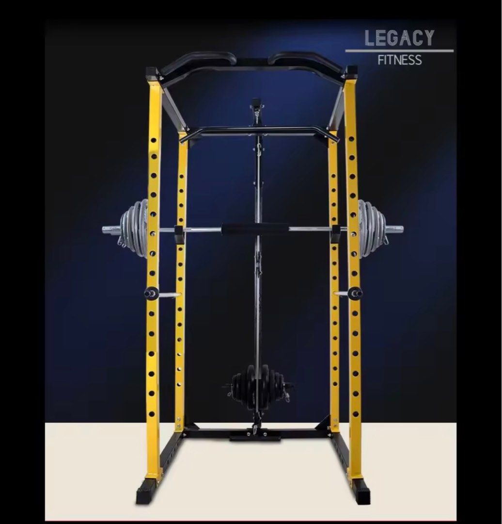 Squat Rack Multi-gym and Olympic Barbell (bar only) (Category: Weights & Dumbbells) located in Binan City. Submitted by thecoscloset (Listing ID 1327480662, Image 2). Description: Assembled but not used. Squat rack with barbell included. Total retail price is 25k, selling for 12k only..