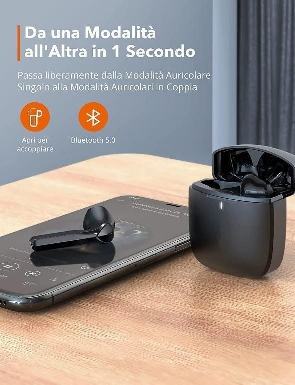 TaoTronics SoundLiberty 92 TWS Half In ear Earbuds TT BH092 Hands Free Smart Touch Control IPX8 Waterproof 30H Playtime Type C Quick Charge Hi Fi Stereo AAC SBC True Wireless Earbuds Earphones bluetoo...