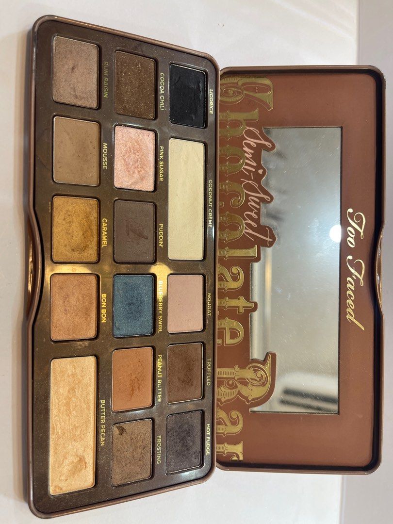 Too faced chocolate bar eyeshadow palette (Category: Makeup) located in Las Pinas. Submitted by trishdeclutters (Listing ID 1327519393, Image 2). Description: Good condition High quality.