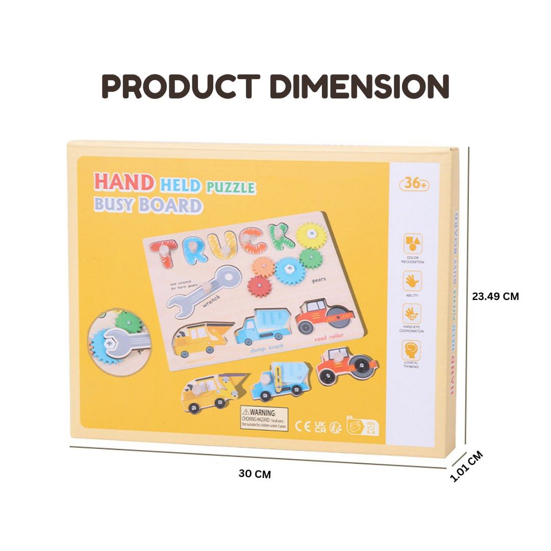Wooden Handheld Puzzle Busy Board (Category: Educational & Learning Toys) located in Quezon City. Submitted by tanyachoa (Listing ID 1327393483, Image 2). Description: 2 variations: 🎈Tools 🎈Trucks.