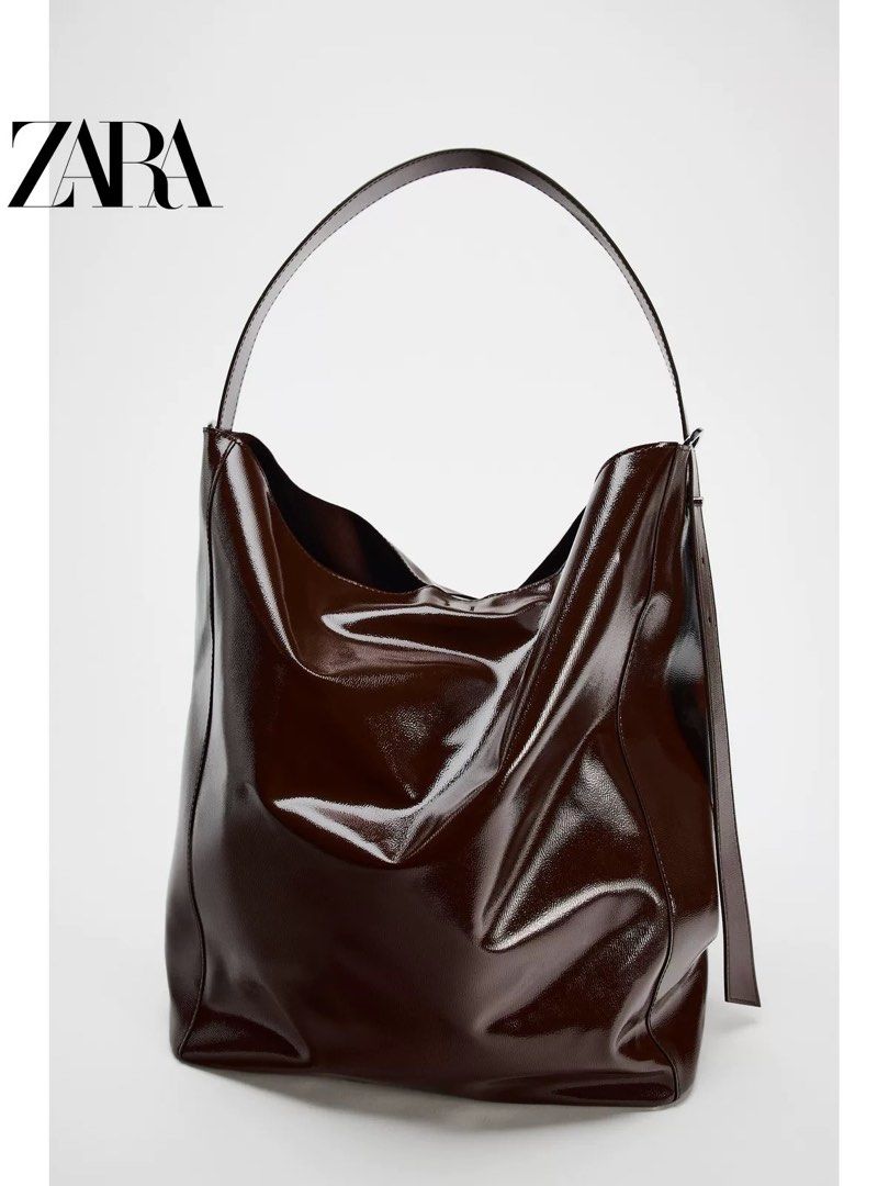 Bucket Bag Hobo Zara Clutch TOPSTITCH BUCKET BAG Dark Tan ZARA