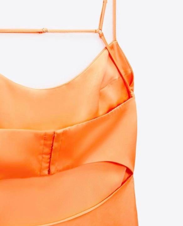 zara orange satin mini dress Zara Satin Slip in Orange Mini  Size XS $20 to rent  #dressforlessnz6  #dressforlessnzmini