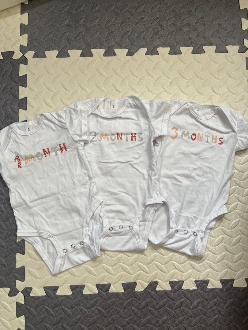 1-3 months onesie (Category: Babies & Kids Fashion) located in Quezon City. Submitted by ronaca (Listing ID 1327631157, Image 1). Description: 150 for the set Shipping to be shouldered by buyer.