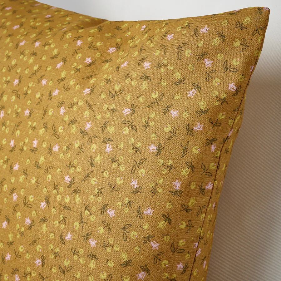 2pcs Ikea Svardtag Cotton Cushion Cover Floral Navy Blue / Mustard