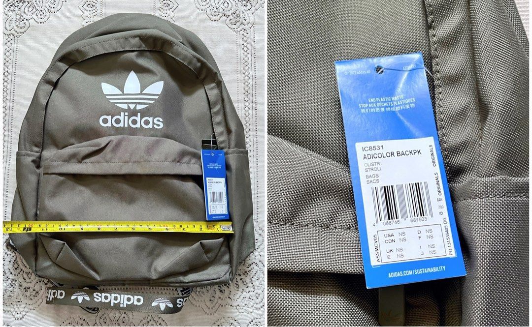 Adidas Original Backpack Adicolor Unisex Notebook Laptop Olive Strata Green