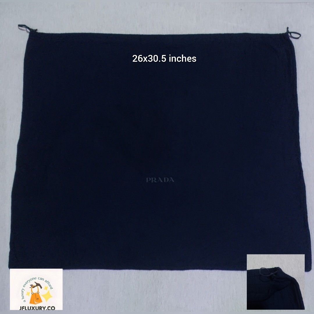 Authentic Prada dust bag 26x30.5 inches (Category: Luxury Bags & Wallets) located in Manila. Submitted by jfluxury.co (Listing ID 1327645070, Image 1). Description: excellent condition no flaws bought in Japan 🇯🇵 💯% Authentic. 😊 Money back guarantee. 😊 Clean and ready to use na po.