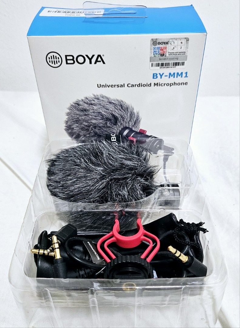Boya BY-MM1 Universal Cardioid Microphone (Category: Microphones) located in General Trias. Submitted by sheiladelta32737 (Listing ID 1327655112, Image 1). Description: Compatible with phone, tablet, laptop, camera, and audio recorders. Pls refer to pic for specs..