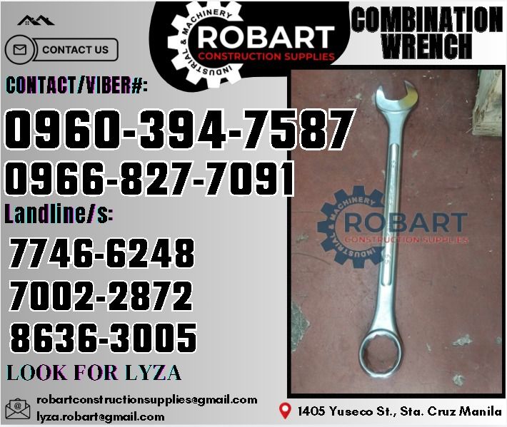 Combination Wrench (Category: Construction Tools & Equipment) located in Manila. Submitted by lyzarobart1999 (Listing ID 1327646441, Image 1). Description: Combination Wrench 65mm Brand: Hans 𝑹𝑶𝑩𝑨𝑹𝑻 𝑪𝑶𝑵𝑺𝑻𝑹𝑼𝑪𝑻𝑰𝑶𝑵 𝑺𝑼𝑷𝑷𝑳𝑰𝑬𝑺 𝒪𝒻𝒻𝒾𝒸𝑒 𝒜𝒹𝒹𝓇𝑒𝓈𝓈: 𝟣𝟦𝟢𝟧 𝒴𝓊𝓈𝑒𝒸𝑜 𝒮𝓉. 𝒮𝓉𝒶 𝒞𝓇𝓊𝓏 𝑀𝒶𝓃𝒾𝓁𝒶 ꜱᴇɴᴅ ᴜꜱ ᴍᴇꜱꜱᴀɢᴇ ꜰᴏʀ ɪɴQᴜɪʀɪᴇꜱ ‼️ ‼️ ɢʟᴏʙᴇ: (0966-827-7091) ꜱᴍʀᴛ - (0960-394-7587) ᴠɪʙʀ - (0960-394-7587) ʟᴀɴᴅʟɪɴᴇ: (8