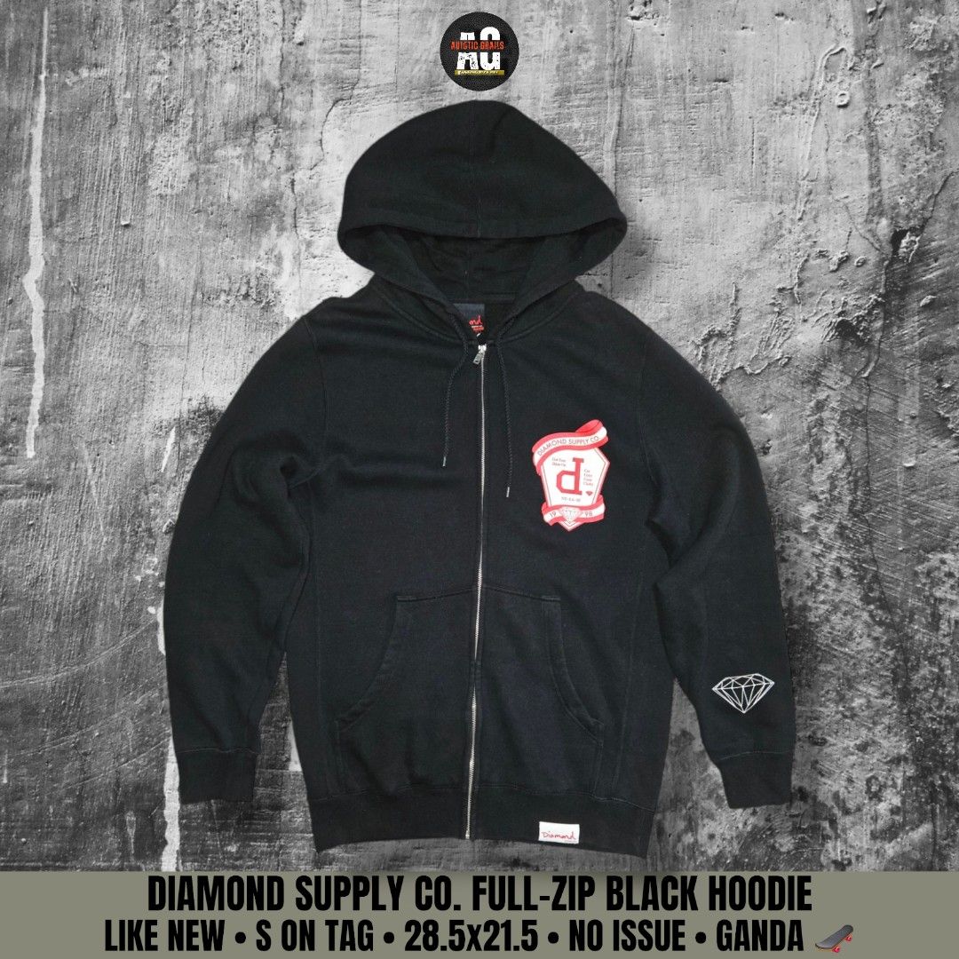 DIAMOND SUPPLY CO. FULL ZIP BLACK HOODIE Men s Fashion Coats Jackets and Outerwear on Carousell