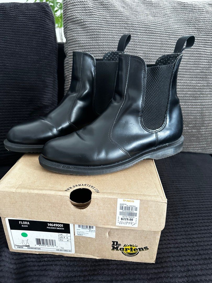 Dr Martens Chelsea Boots Flora Black Kensington Luxury Sneakers Footwear on Carousell
