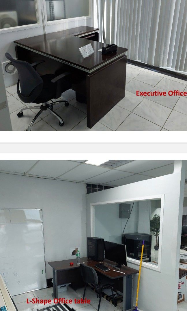 Executive desk, Lshape office table (Category: Office Furniture & Fixtures) located in Muntinlupa City. Submitted by strlltsantos (Listing ID 1327725227, Image 1). Description: Executive office desk and L shape office table..