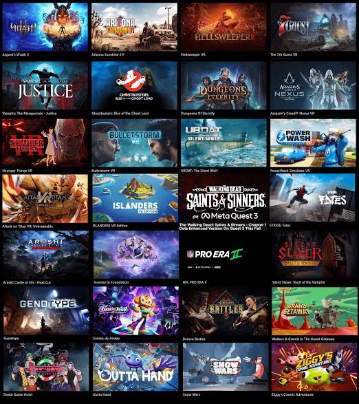 games for vr all games (Category: Virtual Reality) located in Manila. Submitted by joeybeljica (Listing ID 1327652524, Image 1). Description: unli games for quest 1/2/3 and other vr all full versiobn 1 time payment only.