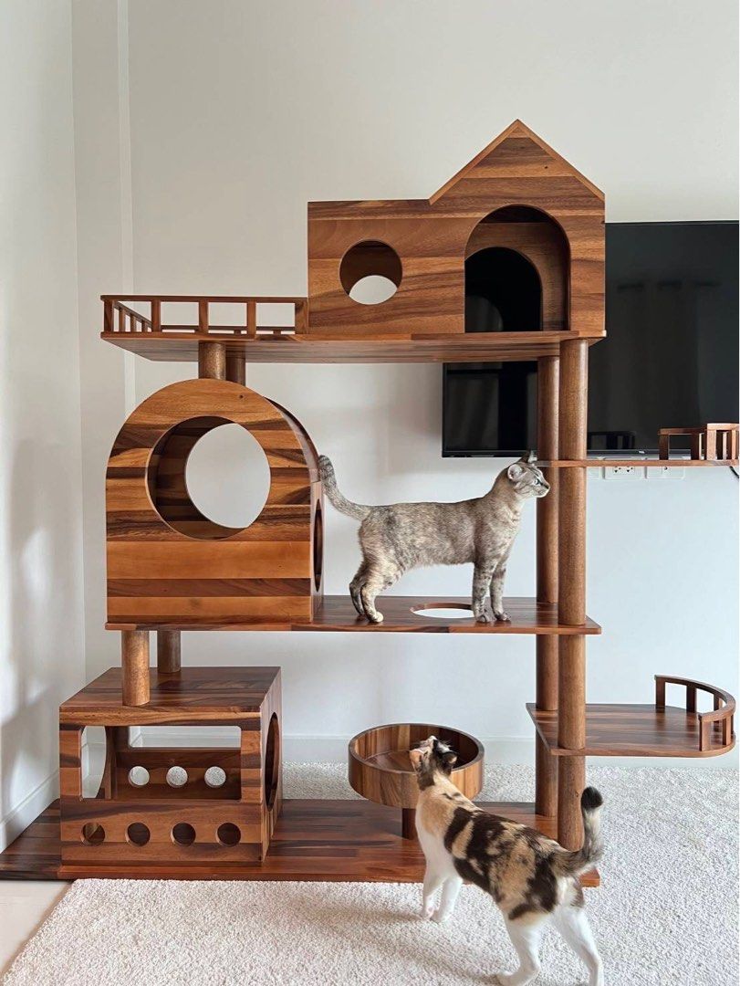 High Quality Solid Wood Cat Condos Handcrafted in Thailand