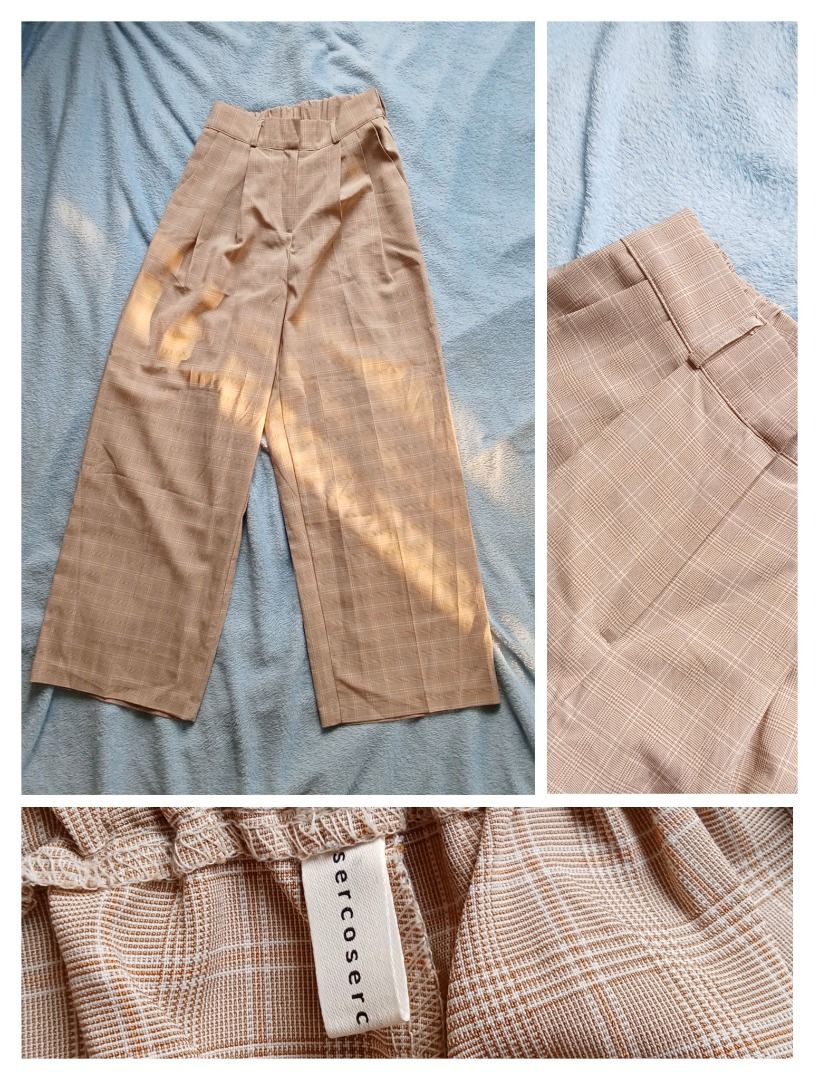 High-waisted Korean plaid trousers (Category: Other Bottoms) located in Quezon City. Submitted by bwianca (Listing ID 1327638547, Image 1). Description: Never worn With pockets and belt hole Color: light brown, plaid pattern Size: - waist: 27 in. (up to 32 max. stretched) - hips: 38 in. - length: 39.5 in. RFS: ukay find - it's so nice but small for me :( Feel free to message me for inquiries!.