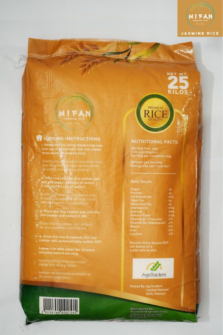 Jasmine rice (Category: Rice & Noodles) located in San Juan City. Submitted by sasha5525 (Listing ID 1327722115, Image 2). Description: 25 kilos Jasmine Premium Rice Quality from Vietnam.