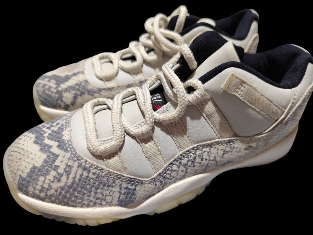 Jordan 11 Retro Low Light Bone Snakeskin (Category: Sneakers & Footwear) located in Los Banos. Submitted by mcgregorio (Listing ID 1327681724, Image 1). Description: issue: no solepad.