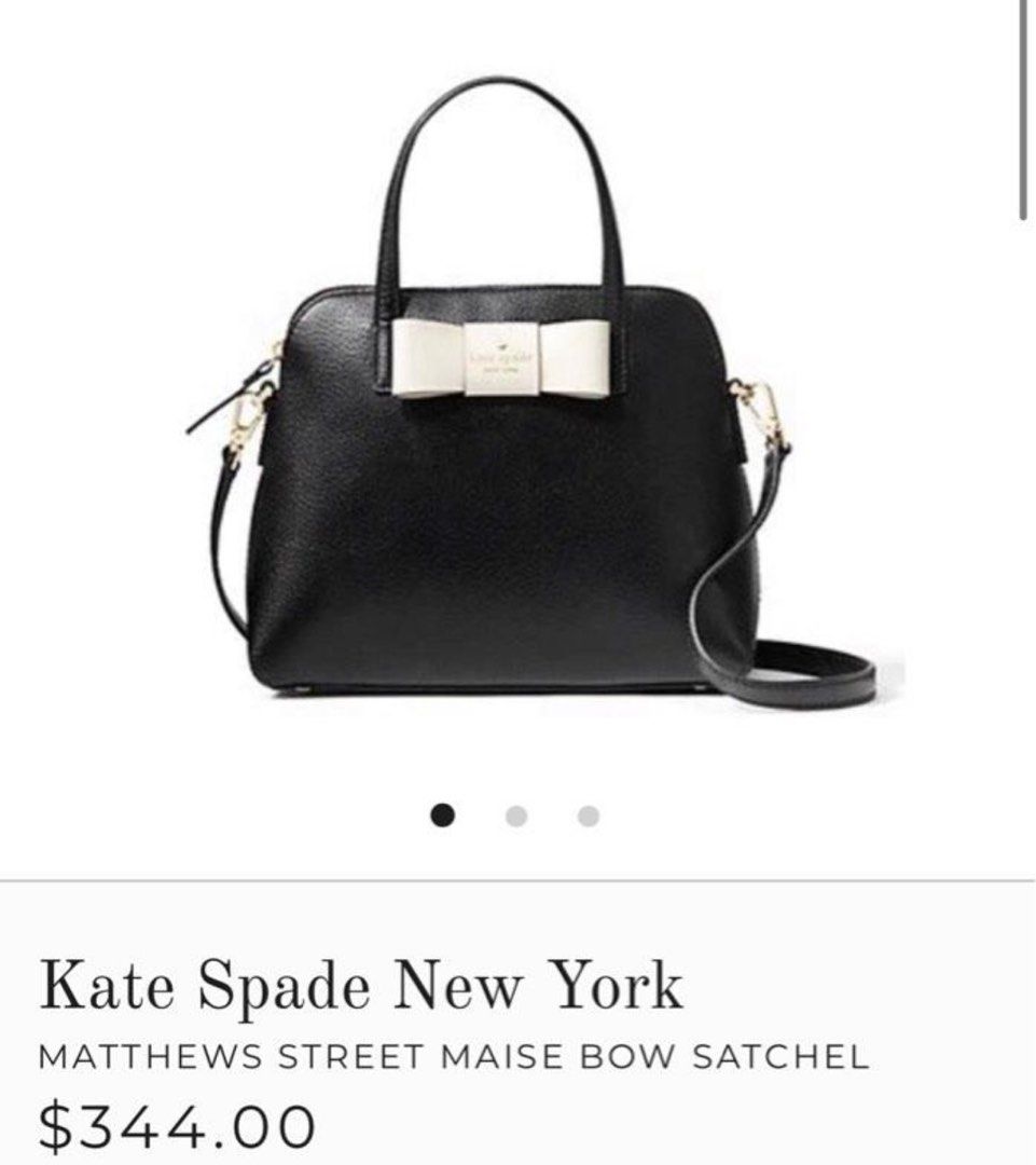 Kate Spade New York MATTHEWS STREET MAISE BOW SATCHEL in black Luxury Bags Wallets on Carousell