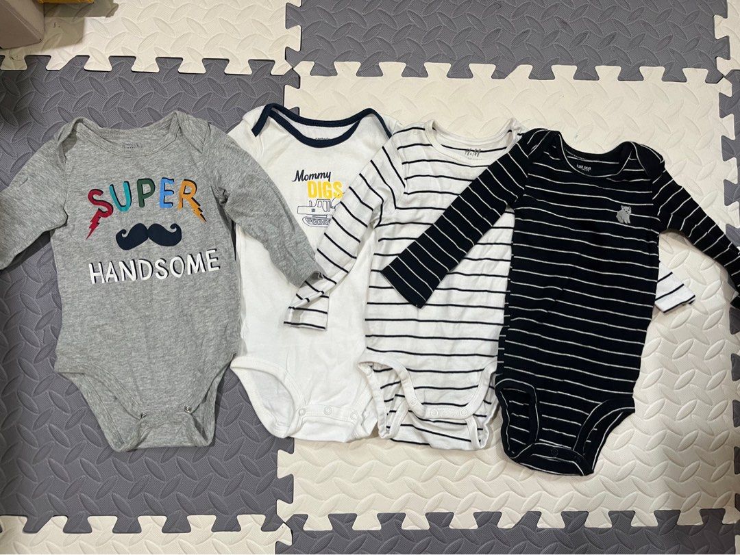 Longsleeve Onesies (Category: Babies & Kids Fashion) located in Quezon City. Submitted by ronaca (Listing ID 1327639536, Image 1). Description: 100 each Assorted brands: gap, h&m, carters Size tag is 12 months Snaps working well and overall condition of clothing is great Shipping to be shouldered by buyer.