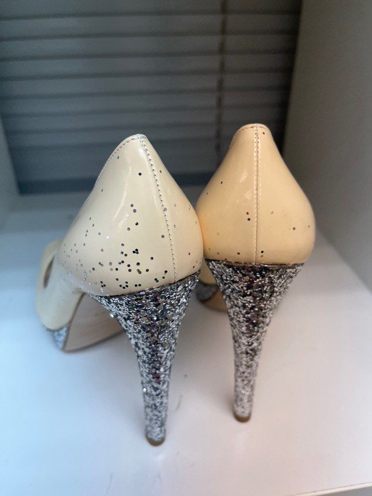 Miu Miu glitter open toe heels sz 34.5 Carousell