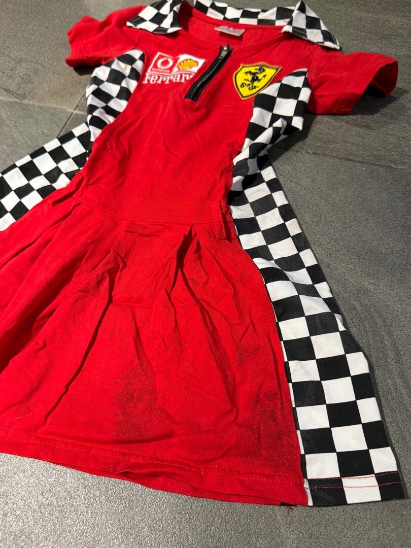 On Hand Ferrari Race Car Driver Red Dress Costume Babies Kids Babies Kids Fashion on Carousell