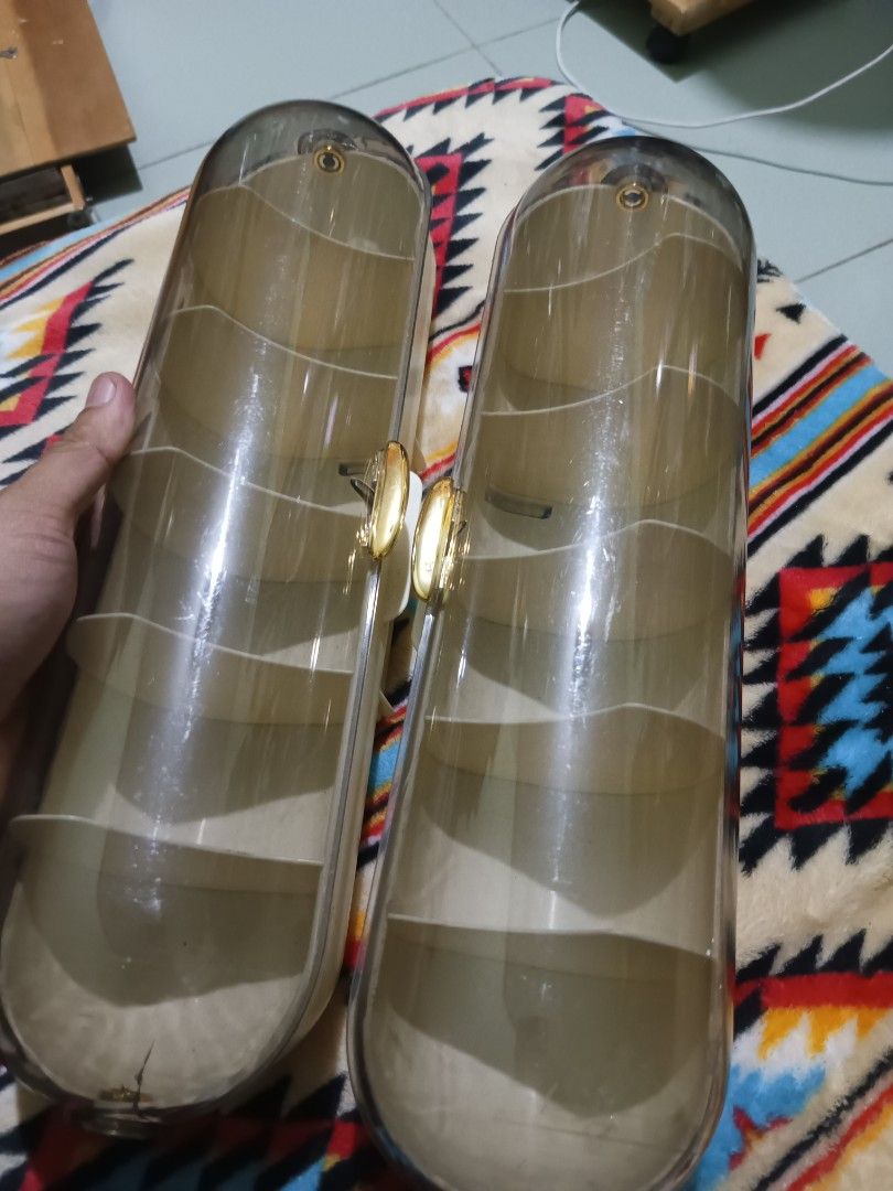 Pair of plastic wall hang organizer container (Category: Storage Boxes & Baskets) located in Quezon City. Submitted by markgolveo (Listing ID 1327688322, Image 1). Description: Pair of plastic wall hang organizer container missing back plates for the wall one piece crack on left side signs of wears.
