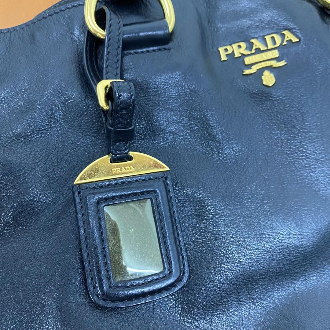 PRADA BN1713 SHOPPING TOTE LARGE BLACK CALF LEATHER GHW WDC (PIG SKIN), Luxury, Bags & Wallets