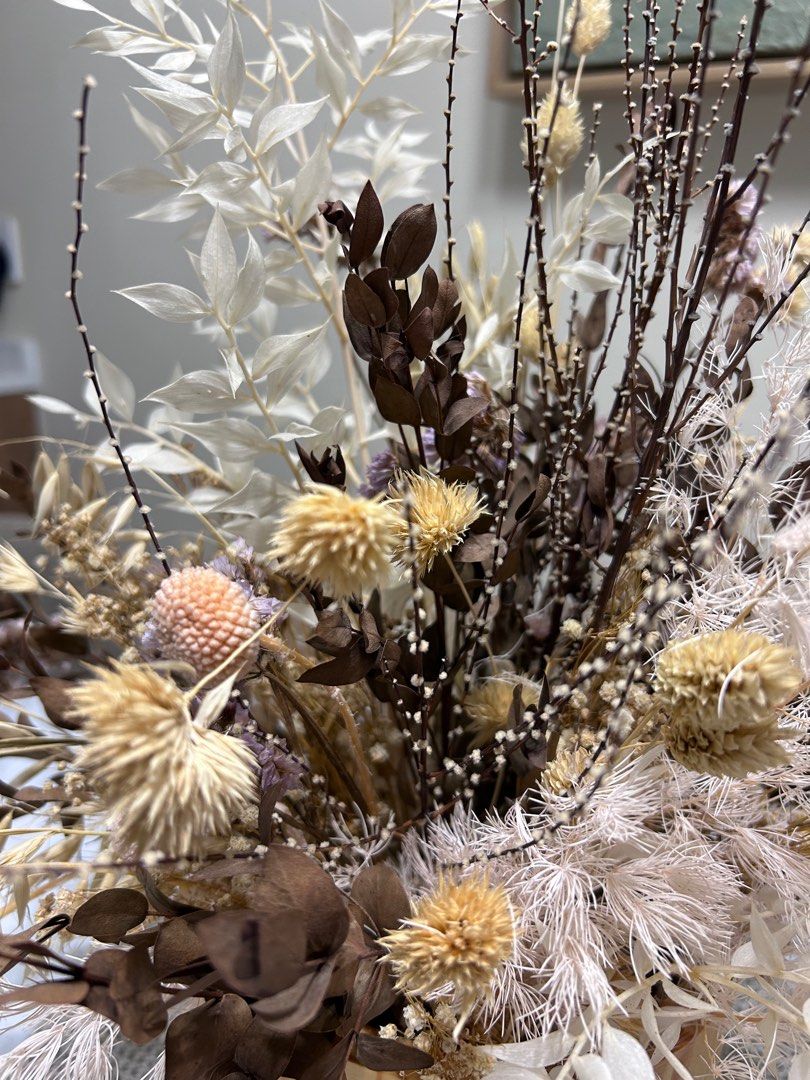 Preserved Flowers Bouquet Vase Planter Arrangement, Furniture & Home Living, Home Decor