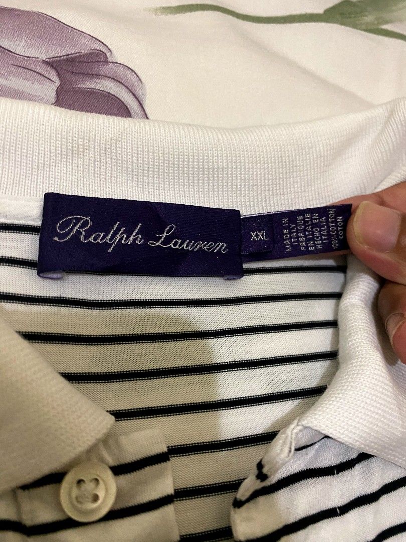 Ralph Lauren purple label polo t-shirt military white striped