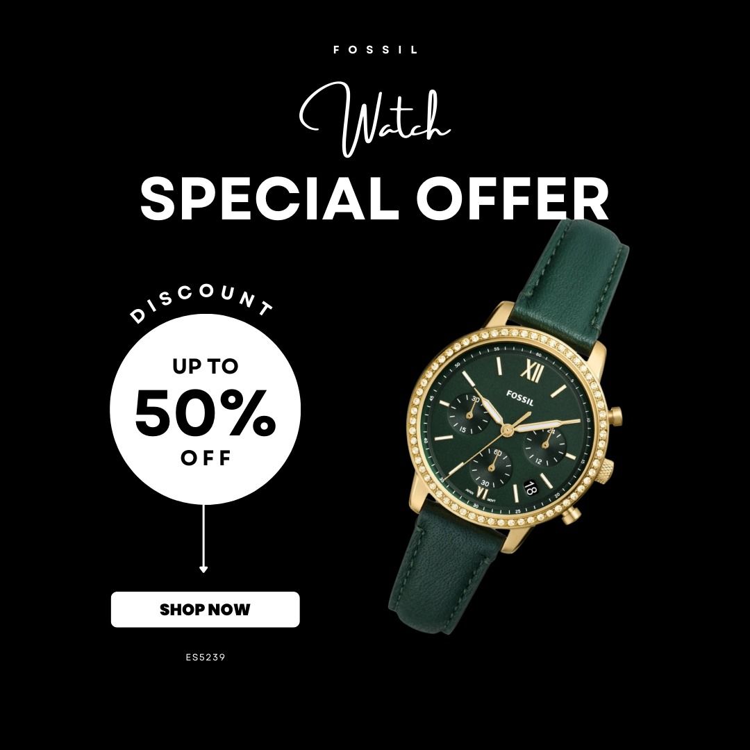 Ready Stock Fossil Neutra Chronograph 36mm Green Leather Women s Watch ES5239 Jam tangan Wanita