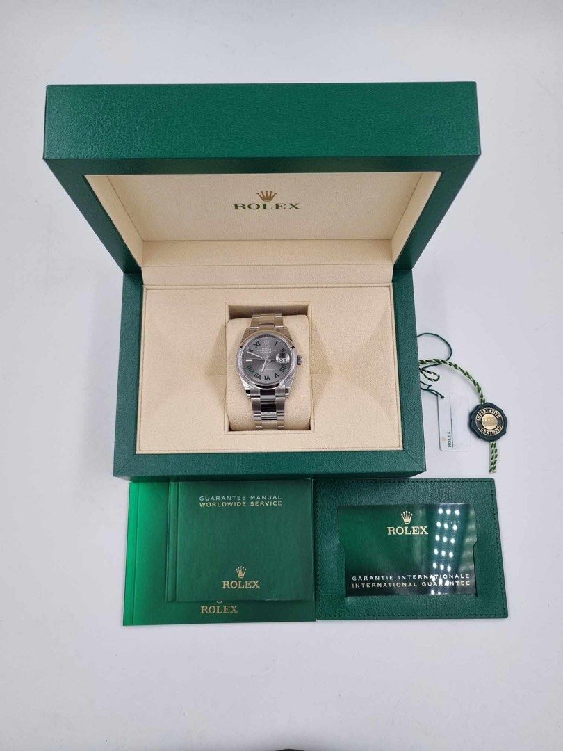 Rolex 2024 Dome Oyster "Wimbledon" (Category: Luxury Watches) located in Pasig City. Submitted by Watchaholics (Listing ID 1327592753, Image 3). Description: Datejust 36 Dome Oyster "Wimbledon" Ref 126200 Brand New 2024 Complete set For 545k.
