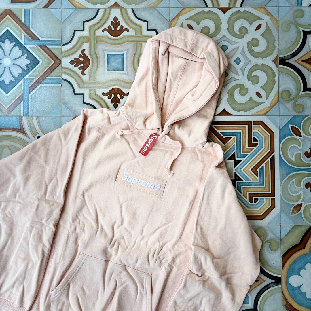 Supreme Peach Box Logo Hoodie Sweatshirt FW16 Fesyen Pria Pakaian Baju Luaran di Carousell