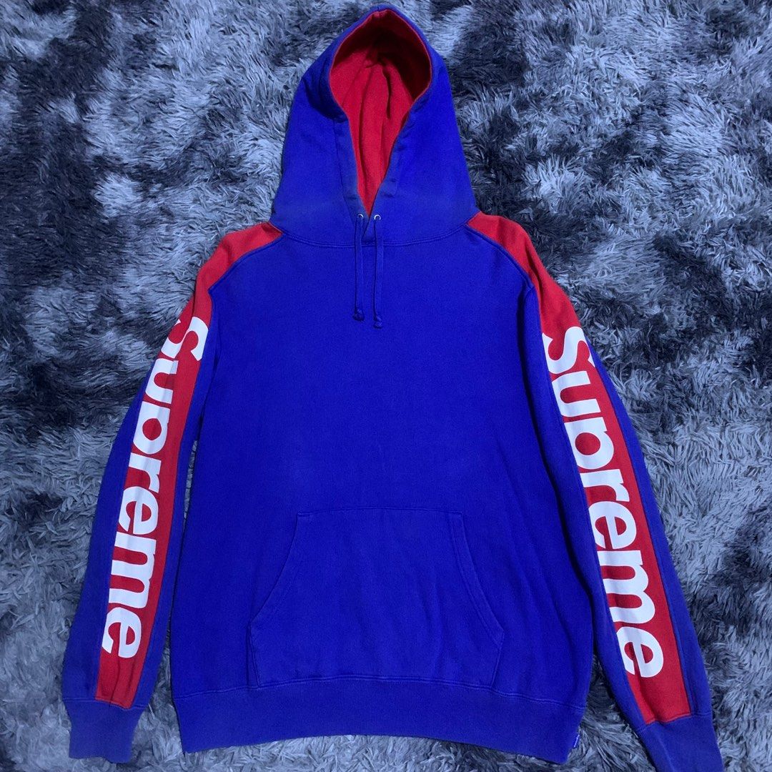Supreme SS18 Sideline Blue Red Hoodie Jacket