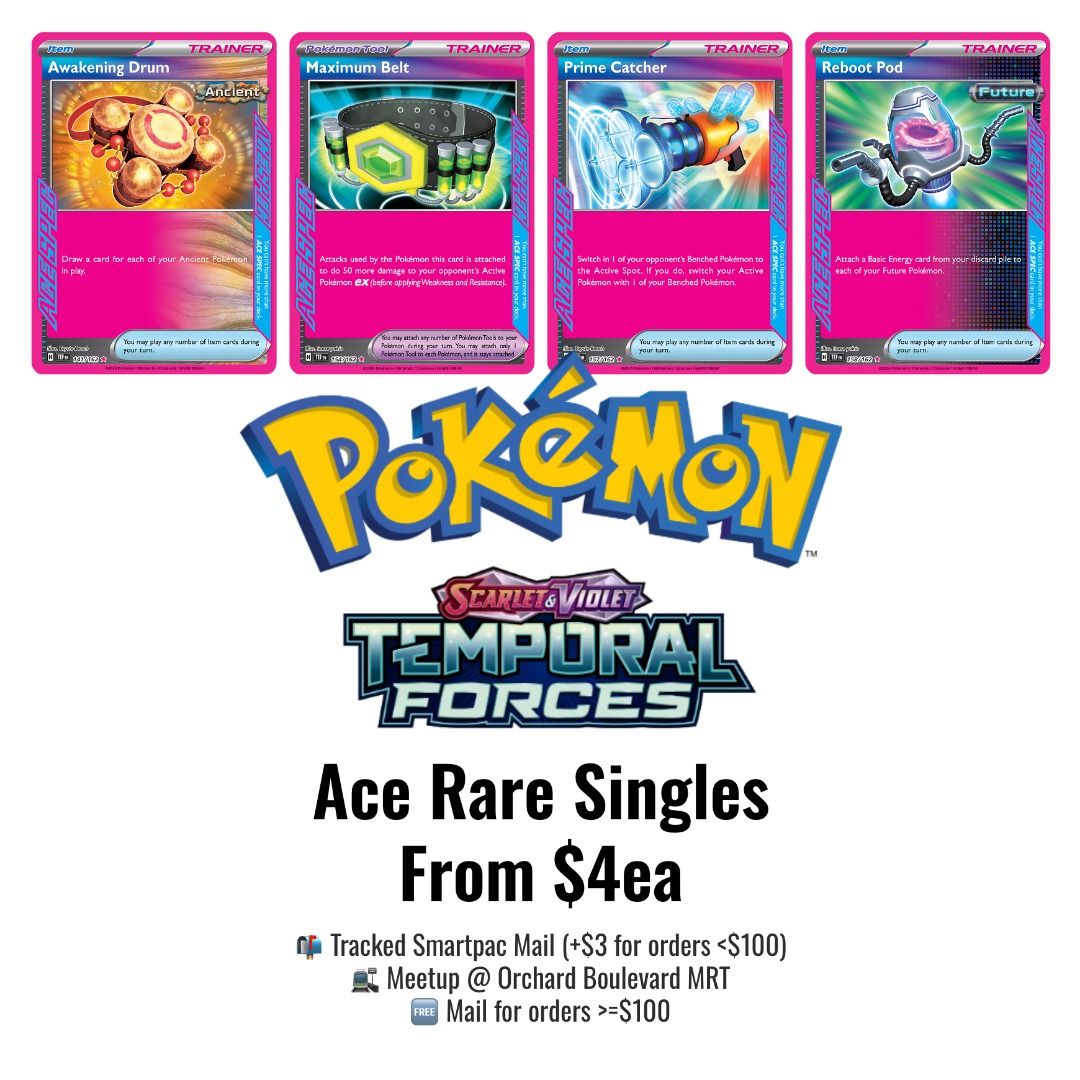 Temporal Forces] ACE SPEC Awakening Drum Maximum Belt Reboot Pod Ace Rare Pokemon  TCG Playable, Hobbies & Toys, Toys & Games on Carousell