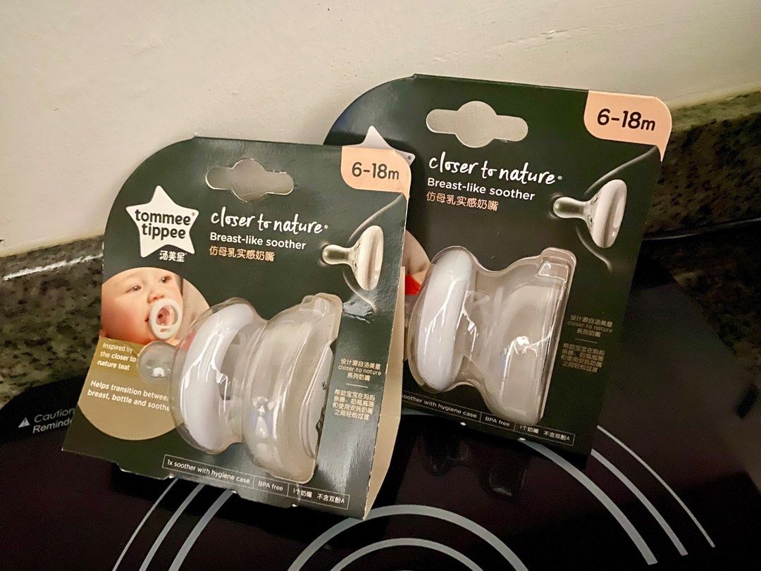 Tommee Tippee Breast-like Pacifier | Brand New (Category: Soothers & Pacifiers) located in Muntinlupa City. Submitted by shopthatbyavy (Listing ID 1310807058, Image 1). Description: Original Price: 399 pesos 6-18mos (2 available) FEATURES -Naturally orthodontic -Inspired by Tommee Tippee’s award-winning Closer to Nature teat -Helps transition between breast, bottle and soother -Flexes and stretches to provide a natural soothing experience -Curves