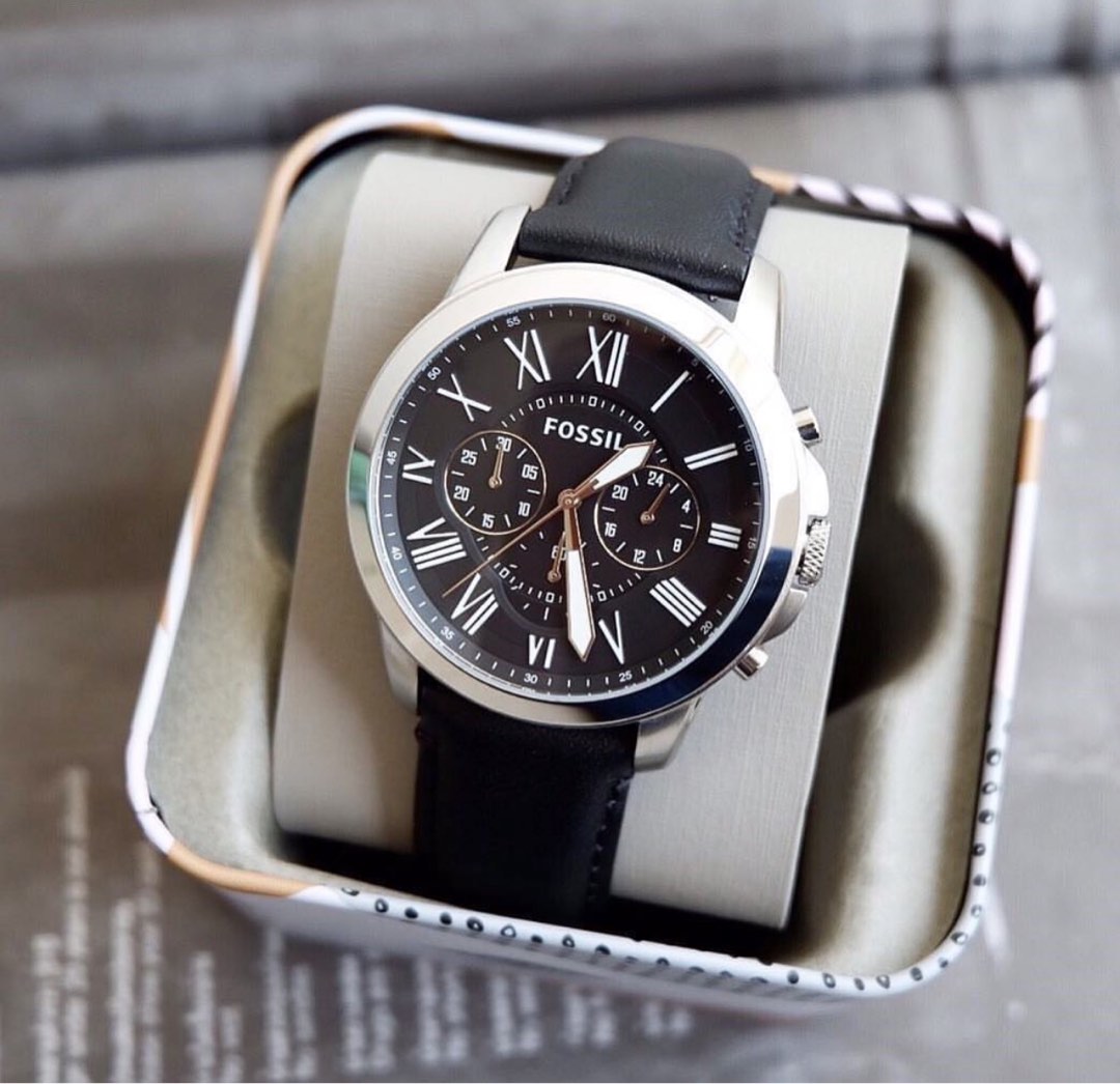 100 Authentic Warranty Fossil Grant Chronograph Black Leather Watch 44mm FS4812 Men s Fashion Watches Accessories Watches on Carousell