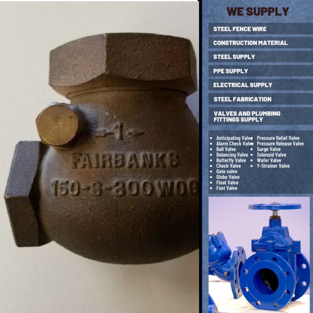 1/2" Fairbanks USA Check Valves / Gate Valve / Ball Valve / Valves
