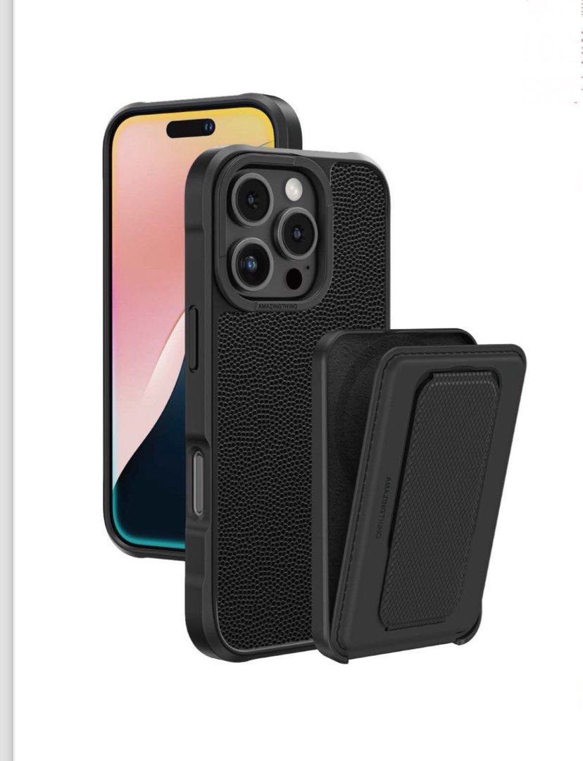 🔥今期最新🔥 香港品牌AMAZINGthing Glamour 奢華套裝iPhone 16 Pro / ProMax  磁吸卡套支架防撞殼（支持MagSafe), 手提電話, 電話及其他裝置配件, 手機套及手機殻-