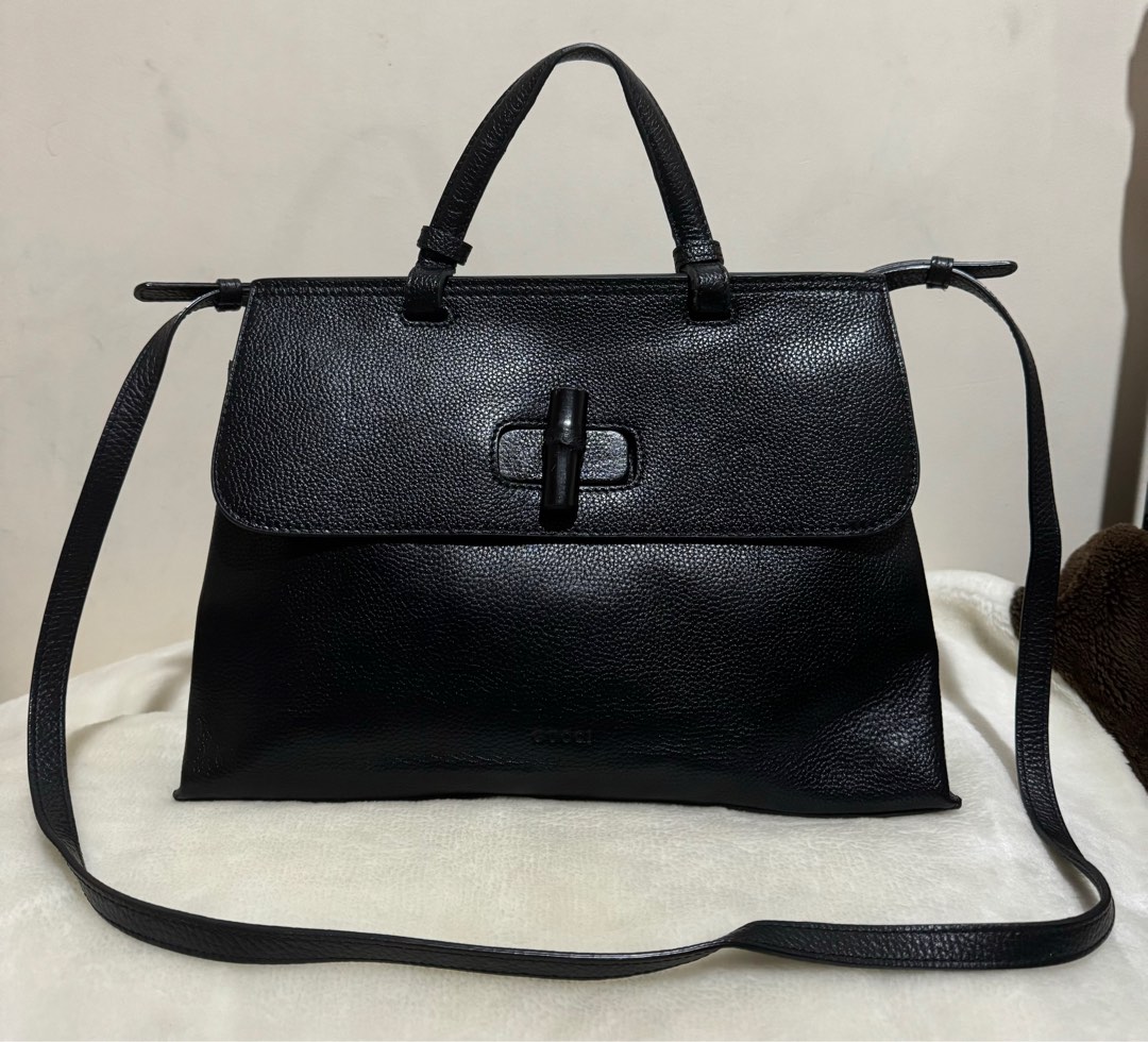 Gucci bamboo bag black sale