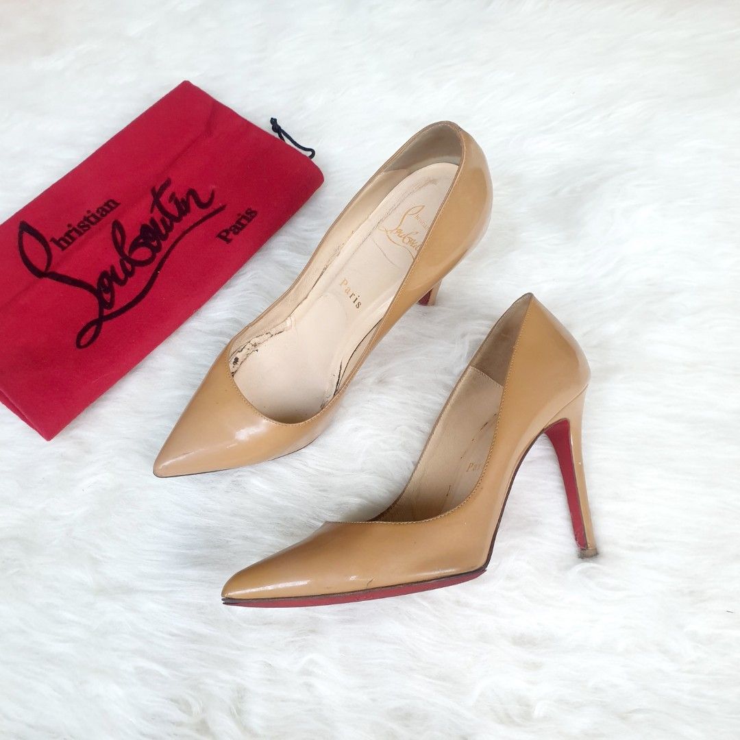 Pointed Toe Louboutin Heels Christian Louboutin Pigalle 100 Beige