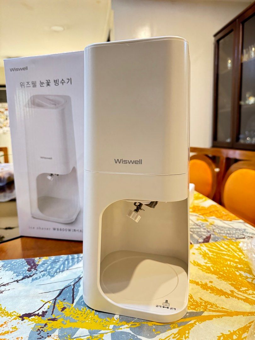 Electric Ice Shaver Brand New (Category: Ice-cream Makers) located in Manila. Submitted by rnc.shop (Listing ID 1327842623, Image 1). Description: Electric Ice Shaver Wiswell (WB800W) -Brand new/not used with box -for making bingsu -made in korea -Size: 15.5 cm wide x 15.5 cm long x 34.7 cm high -Weight: 1.45 kg -Rated voltage: 220-240 V, 50-60 Hz -Power consumption: 25W.