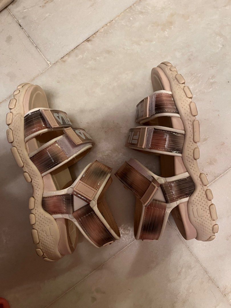 Fila Sandals Shiny Beige US 6 Women s Fashion Footwear Sandals on Carousell