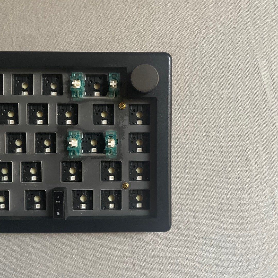 GMK 67 barebones (Category: Computer Keyboard) located in Malabon City. Submitted by zyzyzy_sleepy (Listing ID 1327767998, Image 2). Description: GMK 67 barebones - lubed stabs (unsure if that’s the only mod I’ve done on this) - issue is f3 LED malfunctions .