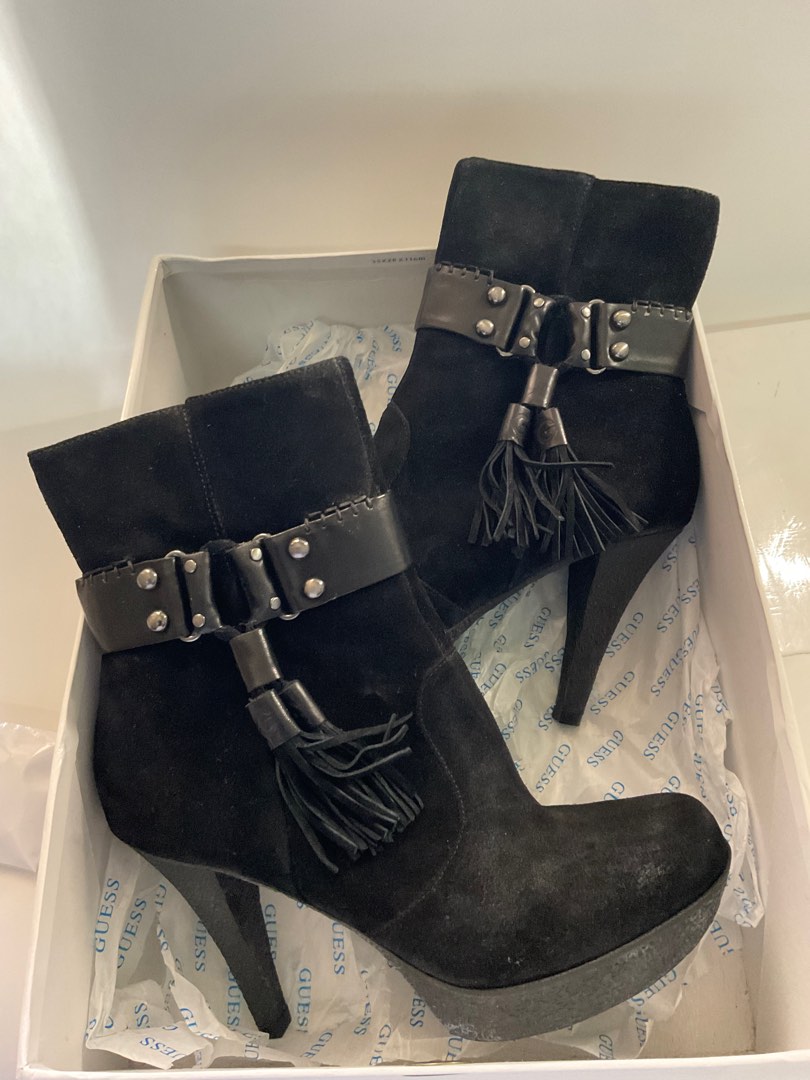 GUESS suede heeled boots Women s Fashion Footwear Boots on Carousell