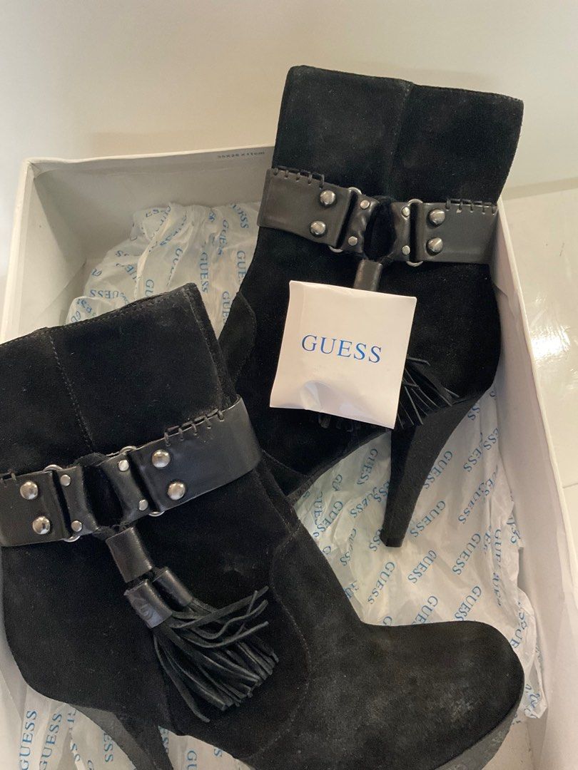 GUESS suede heeled boots Women s Fashion Footwear Boots on Carousell